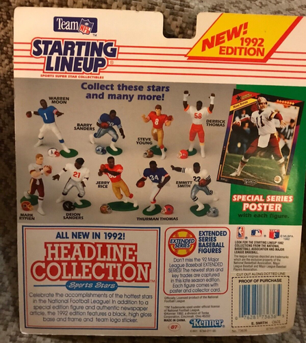 Kenner Starting LineUp Emmitt Smith 1992 Dallas Cowboys Figure, Poster & Card - Picture 3 of 4
