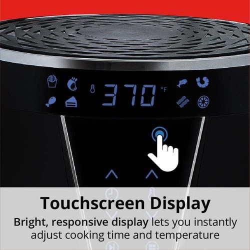 5 cuartos Freidora de aire de cerámica, presets de cocina sin toxinas y 8 en 1, negra - Imagen 5 de 7