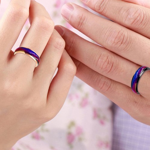 Anillo de compromiso con anillos de humor que cambian de color, talla 7 - Picture 7 of 8
