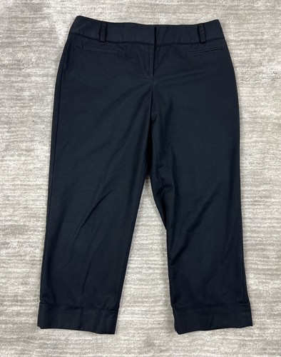 Apt 9 Pants Womens 12 Black Capri Maxwell Cuffed Cropped Straight Leg