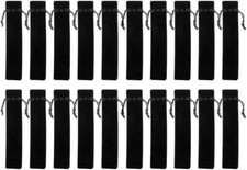 20 Pack Velvet Drawstring Pen Pouch Sleeve Holder Single Pen Bag Case Black 