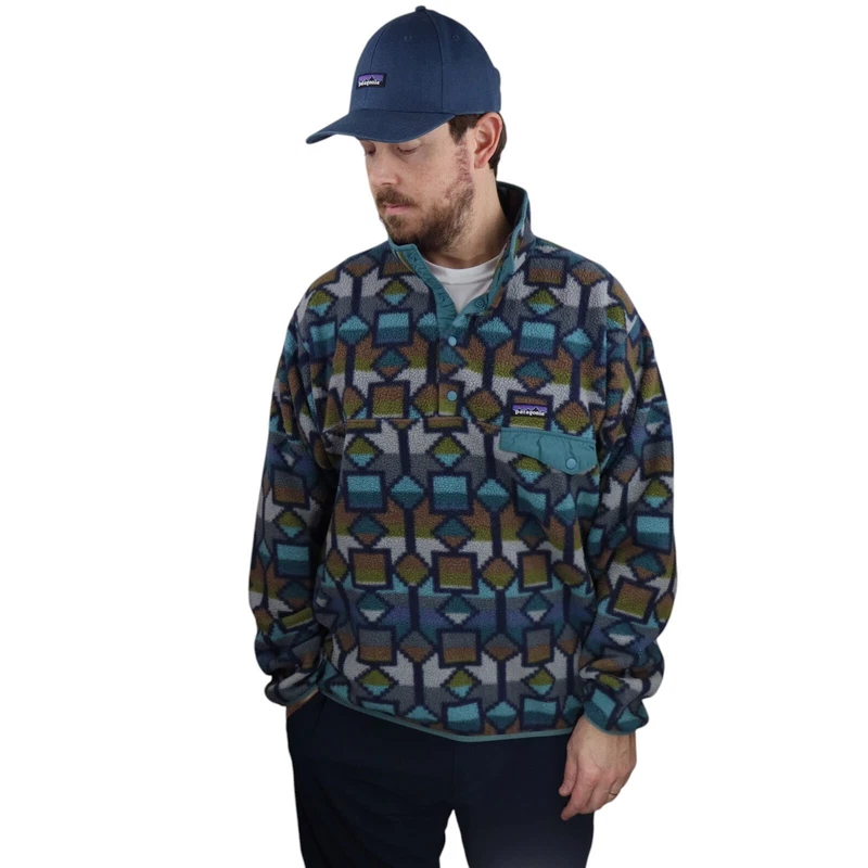 patagonia aztec tribal synchilla snap-t fleece pullover coat jacket