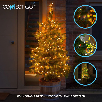 ConnectGo  Außen LED Vintage Lichterkette anschließbar dunkelgrün Kabel