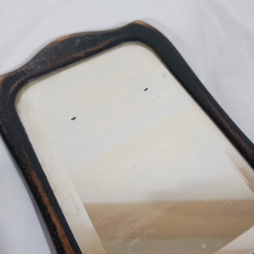 Antiker Jugendstil Schwarz Holz Handspiegel Abgeschrägtes Glas - Bild 2 von 3