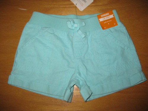 NWT Gymboree Sugar Reef size 7 Aqua Blue Linen Blend Cuffed Shorts