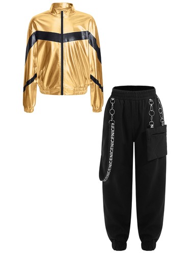 Kids Girls Dancewear Jazz Tracksuit Casual Activewear Athletic Long Sleeve 2pcs - Picture 16 of 58