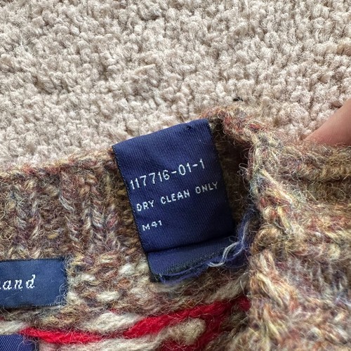 Gap Sweater Mens Large Knit by Hand Vtg Fair Isle Crewneck 100% Wool Pullover - Picture 4 of 11
