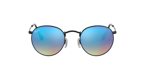 RAY BAN | NEW | ROUND LARGE | 3447 002 - 4O | BLACK | GRADIENT BLUE MIRROR - Picture 2 of 4
