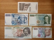 100000 10000 5000 1000 LIRE Caravaggio 2 Tipo Volta Bellini Polo da SPL a q FDC