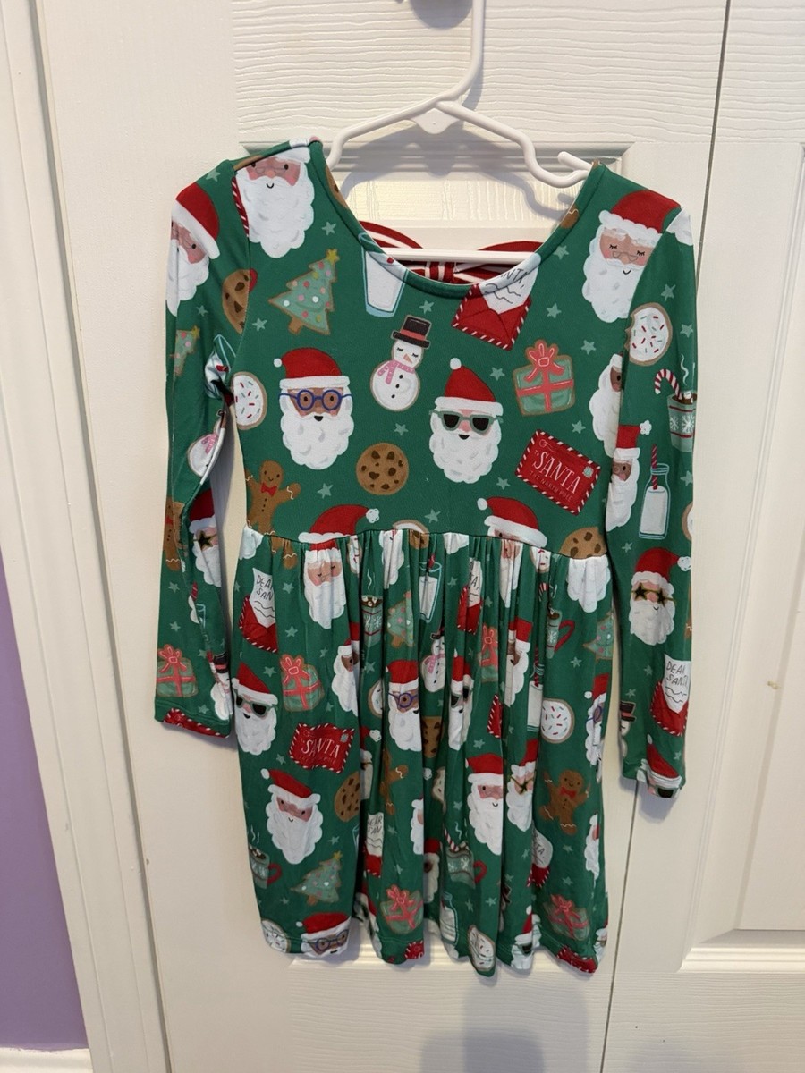 Little Sleepies Cookies For Santa Bow Back Skater Dress 4T