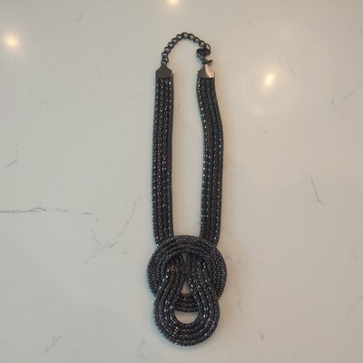 Express Beaded Necklace Fashion Statement Gunmetal Multistrand Knot Lobster Claw