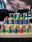 Vintage Fisher Price Little People WOOD Heads & Bodies Toys Lot Of 14