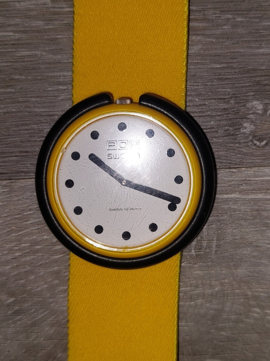 Swatch Pop Watch 1987 BURNING SUN Yellow Band Dial Vintage Retro
