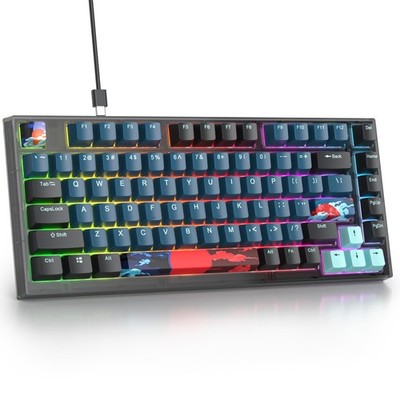 75% Percent Keyboard Gasket Mount, Hot-swappable RGB Wired Mechanical Gaming ...