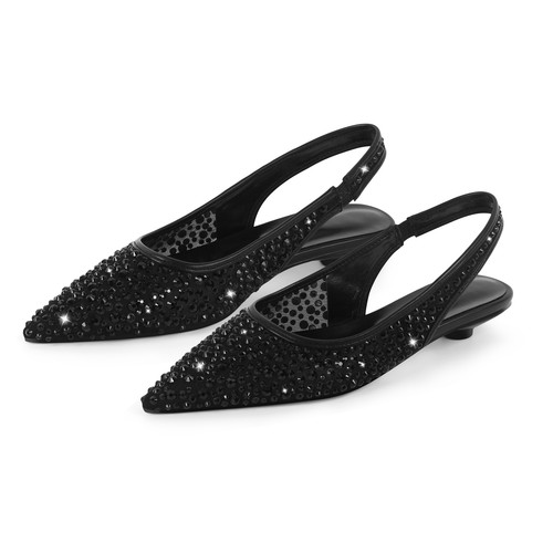 Women Flat Sandals Slingback Pointed Toe Low Kitten Heel Pumps Party Shoes US13