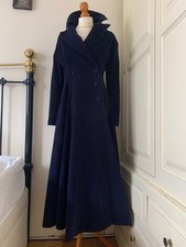 Droopy & Browns Angela Holmes Navy Blue 100% Cotton Corduroy Dress Coat UK10