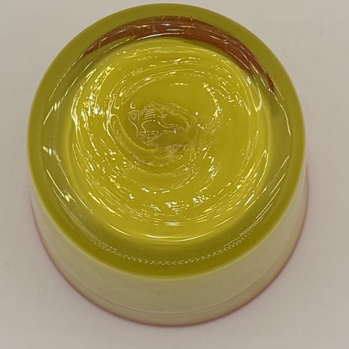 Mundgeblasene ummantelte Glaswaren mit gelbem und orangem Rand Wirbel Pontilmarke Murano? - Bild 3 von 3