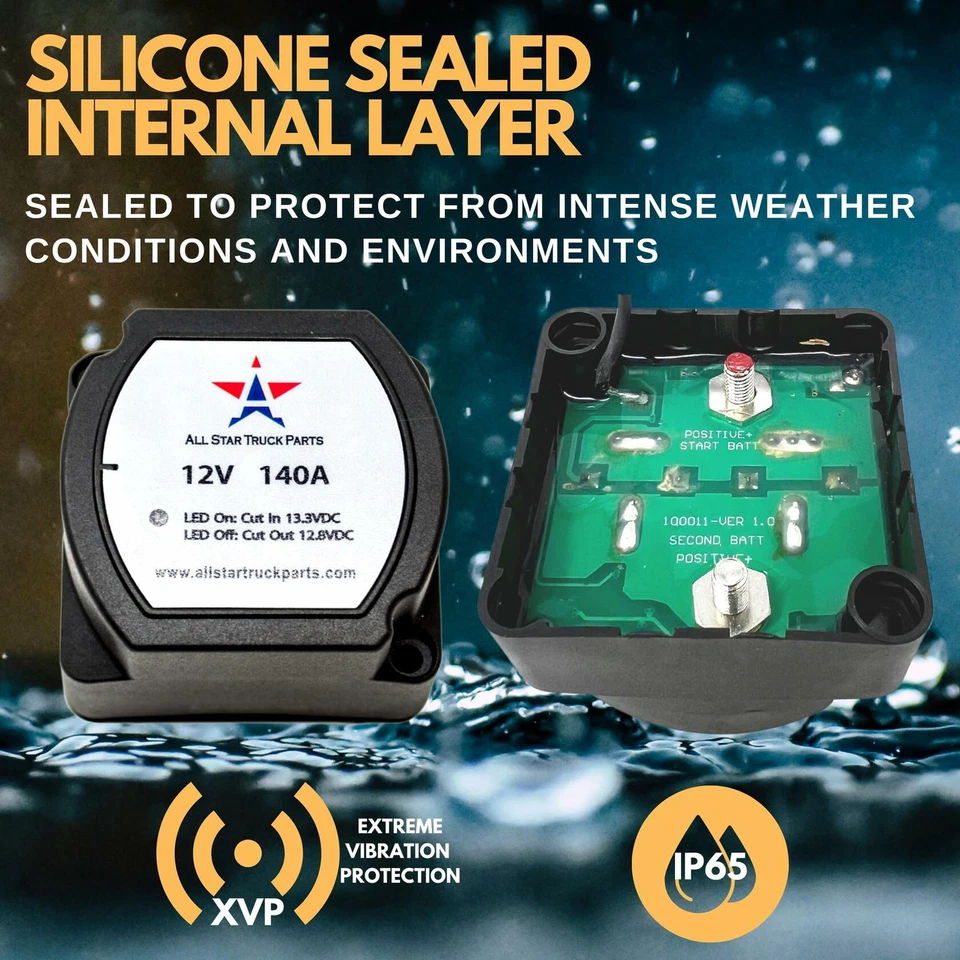 Kit profesional de relé sensible al voltaje (VSR) aislador de batería doble inteligente 12V 140 Amp Foto 4 de 4