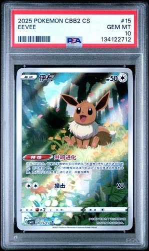 PSA 10 Pokemon Eevee Gem Pokemon Vol. 2 cbb2C Chinese Holo 01 15/15 Gem Mint