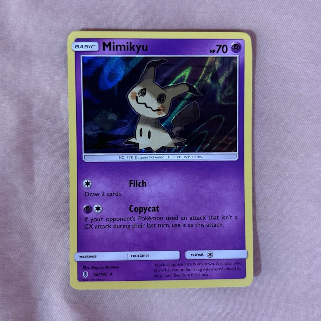 Pokémon TCG Mimikyu Holo Rare 58/145 Guardians Rising EN 70 HP 2017