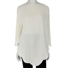 Valentino Ivory Silk Scalloped-Hem Tunic Cape Top – Size 8