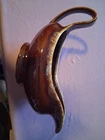 VINTAGE LARGE HULL POTTERY BROWN DRIP GLAZE OVEN PROOF USA GRAVY SERVER/BOAT
