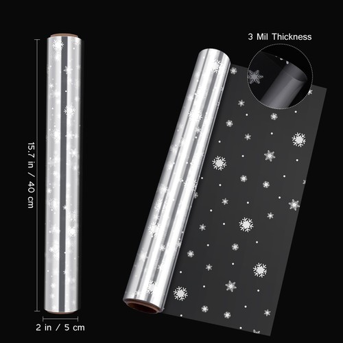  Cellophane Wrap for Gift Baskets Christmas White Snowflake Wrapping Paper - Picture 8 of 9