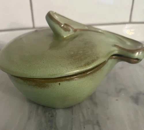 Frankoma Freeform Lidded Serving Dish Lazy Bones Prairie Green Rare 4x