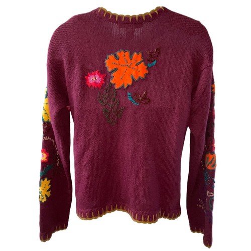 VINTAGE 90s Segue Embellished Pumpkin Spice Ugly Fall Halloween Sweater Size M - Bild 3 von 4