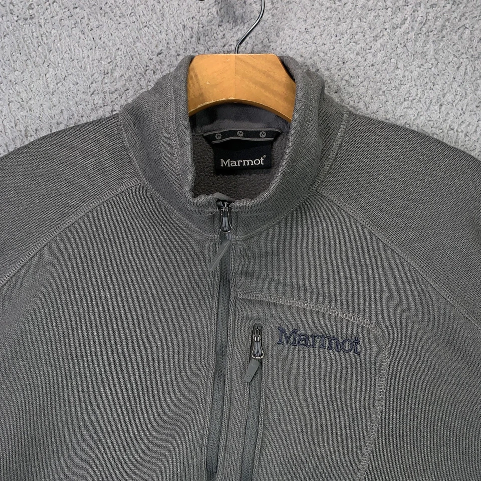 Marmot 套衫男式 XL 灰色四分之一拉链羊毛毛衣户外远足 C71100 — 第 2/4 张图片