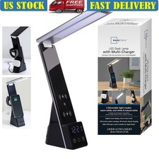 5-in-1 LED Desk Lamp Dimmable Wireless Charger Foldable Adjustable Brightness US