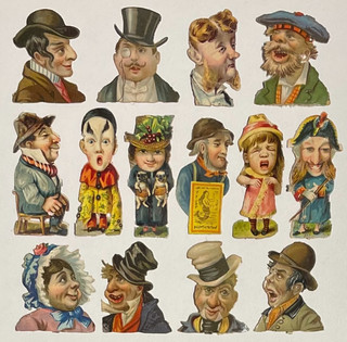 Oblaten Glanzbild scrap Mann 5cm Clown Komik Figur Mopse Mädchen