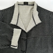 Linda Lundstrom Wool Blend Jacket Womens Reversible Black Cream Canada See Meas