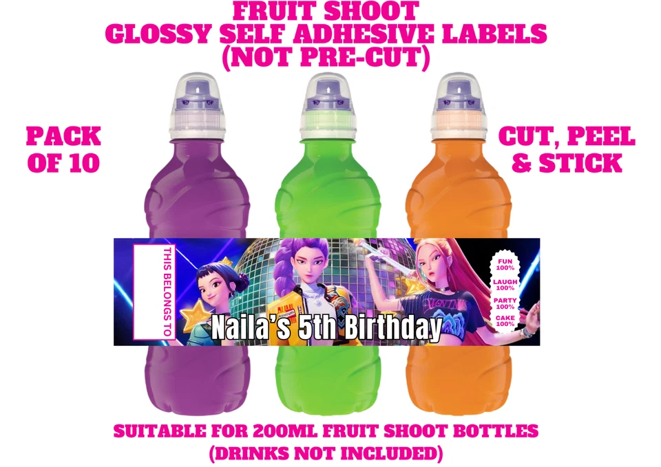 10 x KPOP Demon Personalised Fruit Shoot Bottle Self Adhesive Label Wrapper