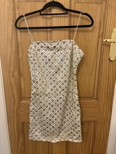 Womens Pretty Little Thing Mini Glitter Dress, Size 12, Gold