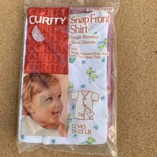 Vintage Curity Gender Neutral Cute Animals Snap Front Shirt Size 12 Months NIP