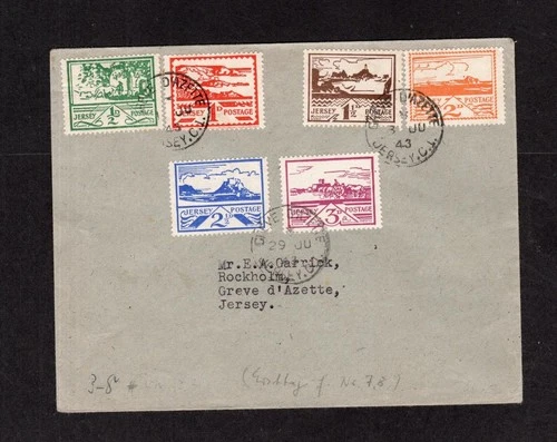 JERSEY WARTIME VIEWS TRIPLE DATED FIRST DAY COVER Cat £60