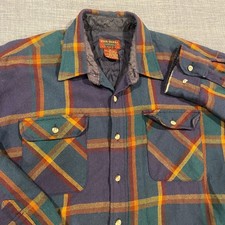 High Sierra Plaid Wool Blend Quilted Lined Flannel Shirt Jacket Mens XL VTG