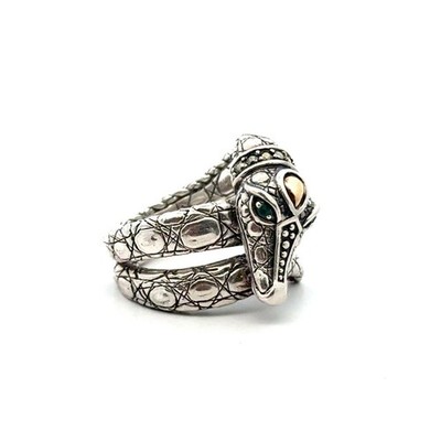 JAI by John Hardy Sterling Silver & 14k Gold Crocodile Bypass Ring, Sz. 7, 17.3g