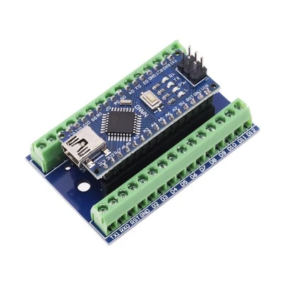 Arduino Nano V3 Set mit Breakout Board – Terminal Adapter CH340 Mini USB 2in1 - Bild 1 von 4