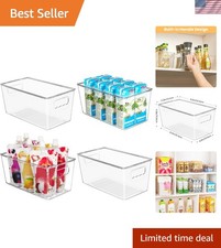 Stackable Small Clear Storage Bins with Handles - Perfect for Home Organization