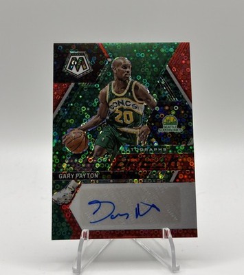 2022-23 Panini Mosaic Autographs Fast Break #FB-PAY Gary Payton Red Prizm /49