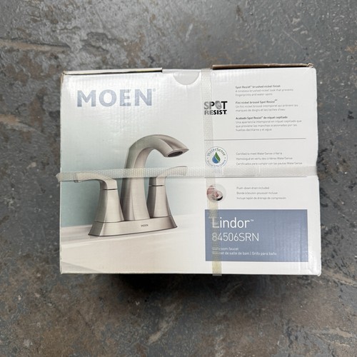 Moen 84506SRN Lindor Badarmatur 2 Griff hoher Bogen Nickel gebürstet mit Ablauf