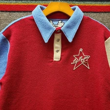 La Ropa French Terry Polo Shirt Red Men's Medium Star Logo Y2k Streetwear
