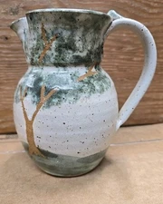 7" Vintage Art Pottery Hand Painted Pitcher Vase Jug Italy Porcelain N2