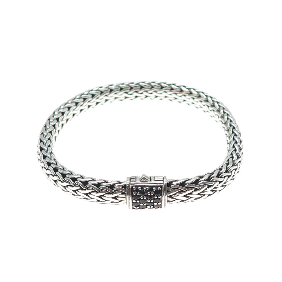 Brazalete de cadena clásico de zafiro real de plata de ley 925 John Hardy 6,75" Foto 4 de 4