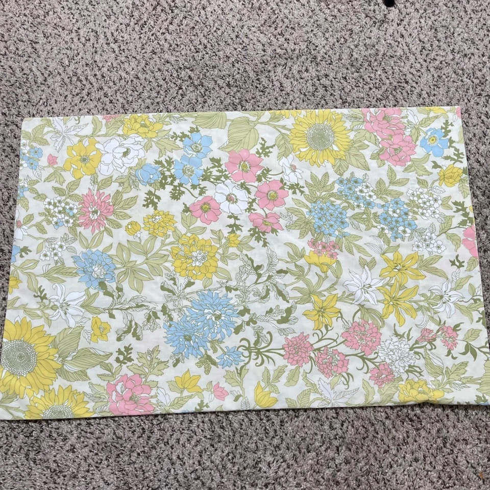 Винтажные наволочки Cannon Royal Family Cotsworld цветочные подсолнухи маргаритки 70-е - Изображение 2 из 4