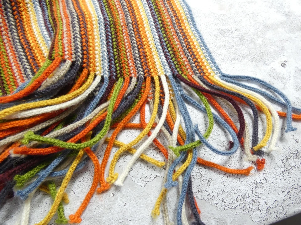 Manta Tejida Caja y Barril 82X40 Marrón Rayas Suave Boho Foto 3 de 4