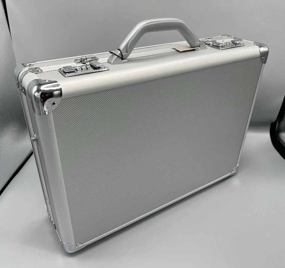 Solo серебро алюминия 17 «ноутбук атташе AC100-10 портфель с двойной замки новый с Ярлыками - Изображение 2 из 3