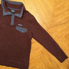 Patagonia Organic Cotton Quilted Snap-T Pullover Women s Size Medium Dark Ruby
